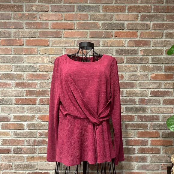 Donna Karan New York, Wine Colored Draped Blouse, Long Sleeves, Size Medium - Picture 1 of 6